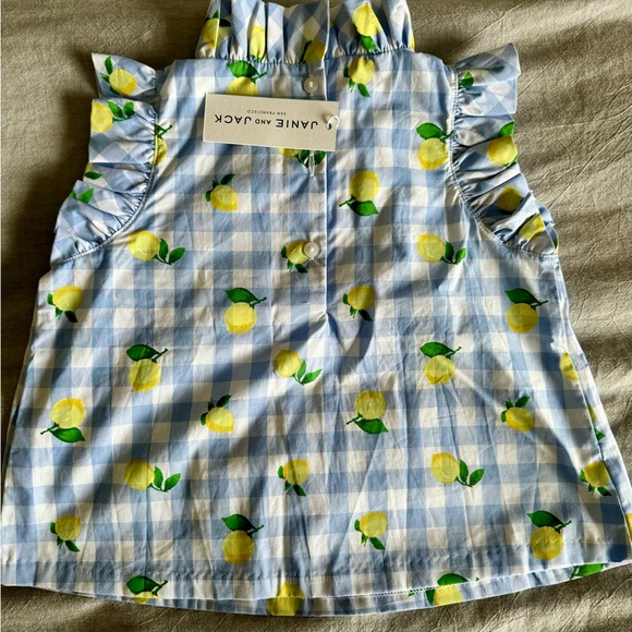 NWT Janie and Jack Lemon Gingham Ruffle Top size 6 - Picture 2 of 4